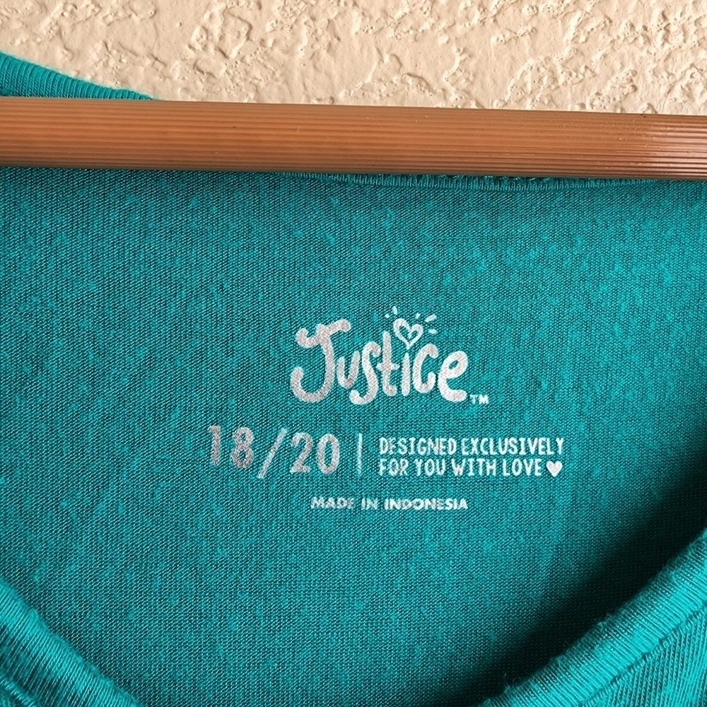 Justice long sleeve Teal cat shirt Size 18-20 - Picture 5 of 6